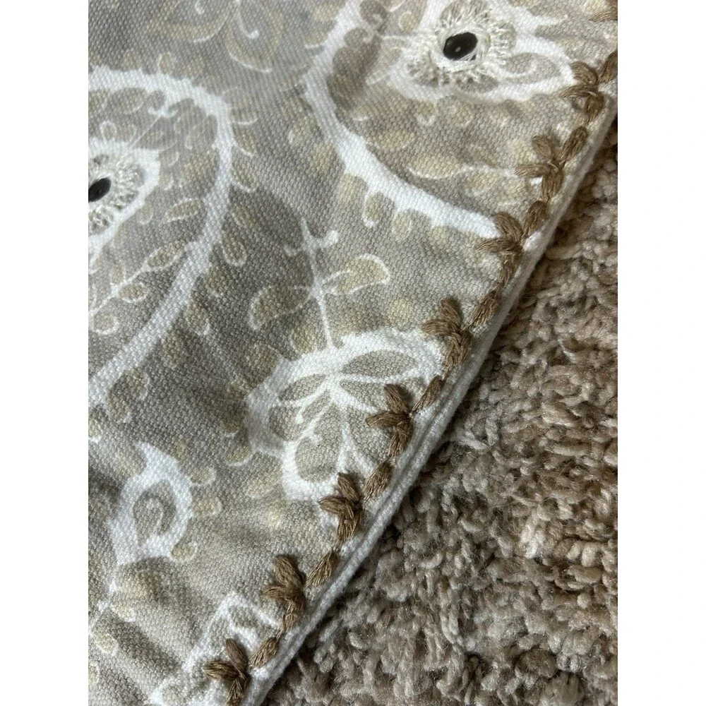 POTTERY BARN Paisley Medallion Pillow Cover Tan Golden Wheat Cotton Button 24”